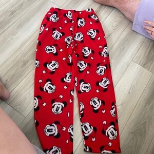 Disney Mickey Mouse Pajama Pants Holiday Christmas Red Womens‎ M/M